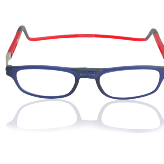 Occhiale da lettura premontato con calamita CLIC FLEX RECTANGULAR blu scuro/rosso - VARI POTERI