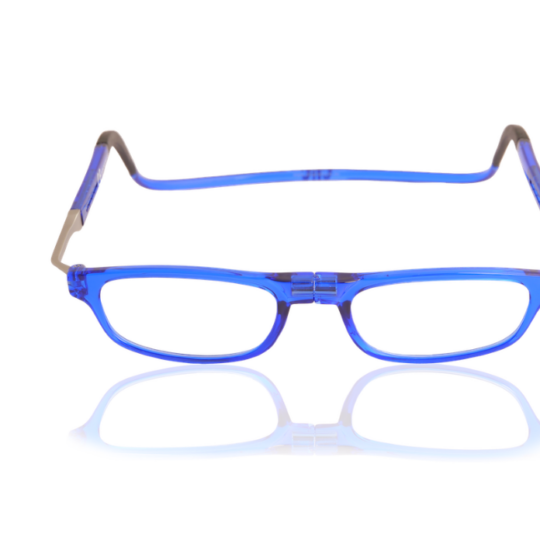 Occhiale da lettura premontato con calamita CLIC FLEX RECTANGULAR XL blu lucido - VARI POTERI