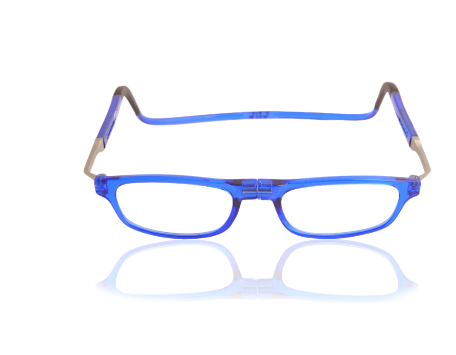 Occhiale da lettura premontato con calamita CLIC FLEX RECTANGULAR XL blu lucido - VARI POTERI
