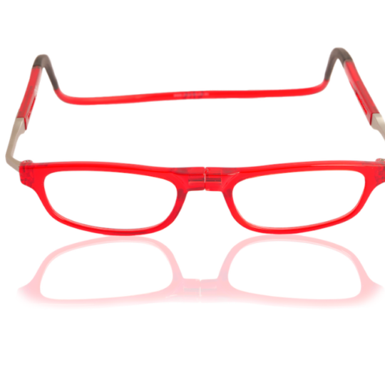 Occhiale da lettura premontato con calamita CLIC FLEX RECTANGULAR XL rosso lucido - VARI POTERI