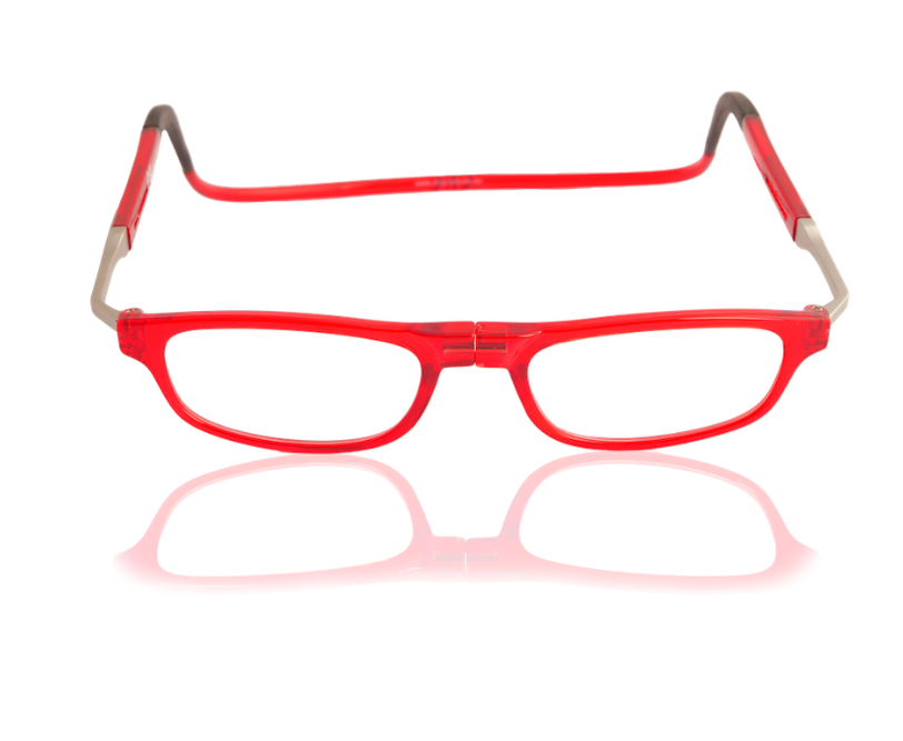 Occhiale da lettura premontato con calamita CLIC FLEX RECTANGULAR XL rosso lucido - VARI POTERI